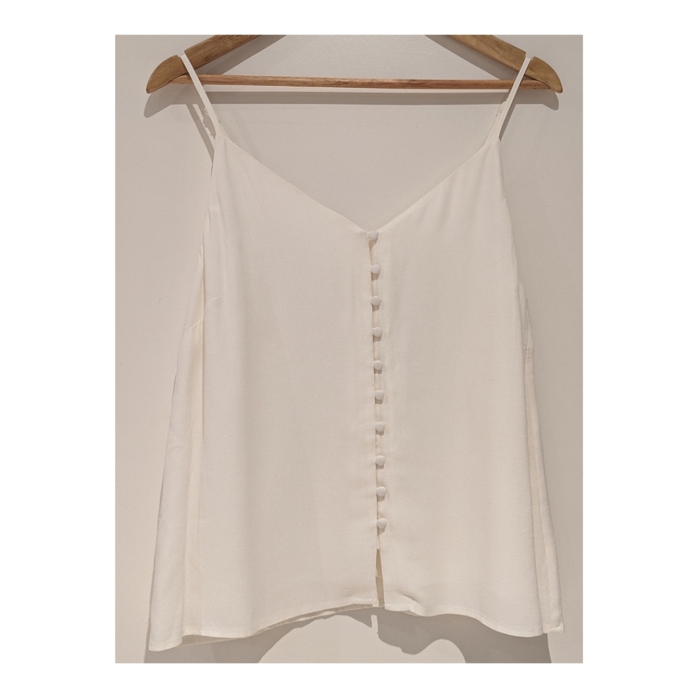 COPY - Frank And Oak~Ivory Button Down Chiffon Cami~Medium - Picture 2 of 7